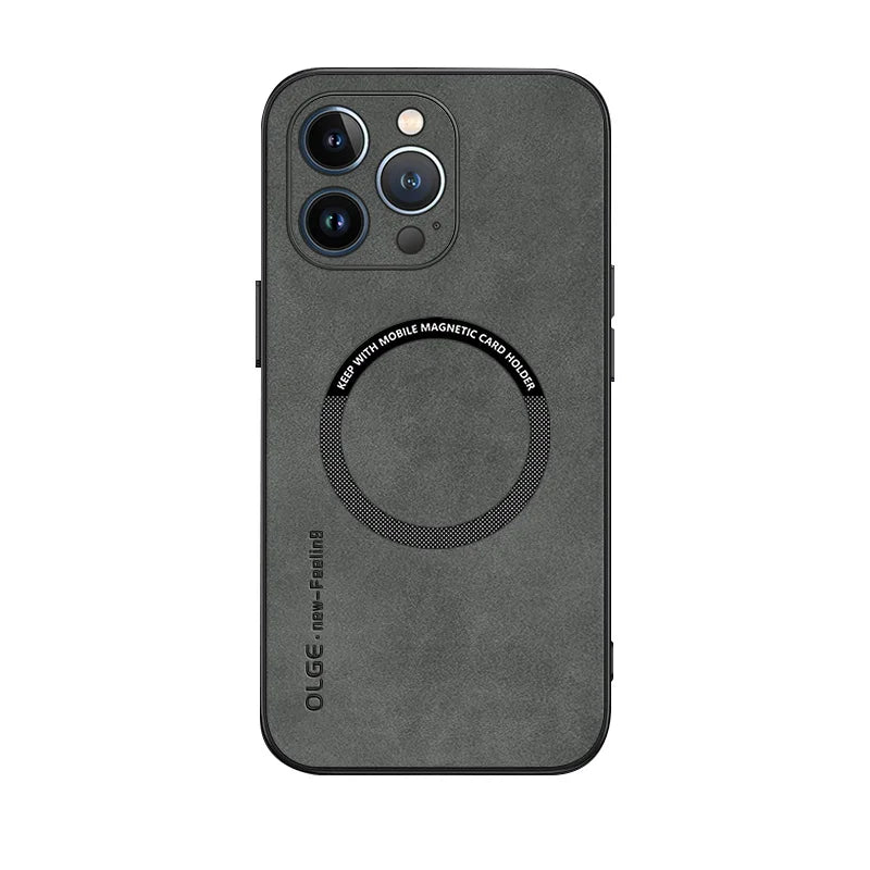 MagSafe Leather Case for iPhone 14-16 Pro Max – Luxury Wireless Charging, Shockproof Design