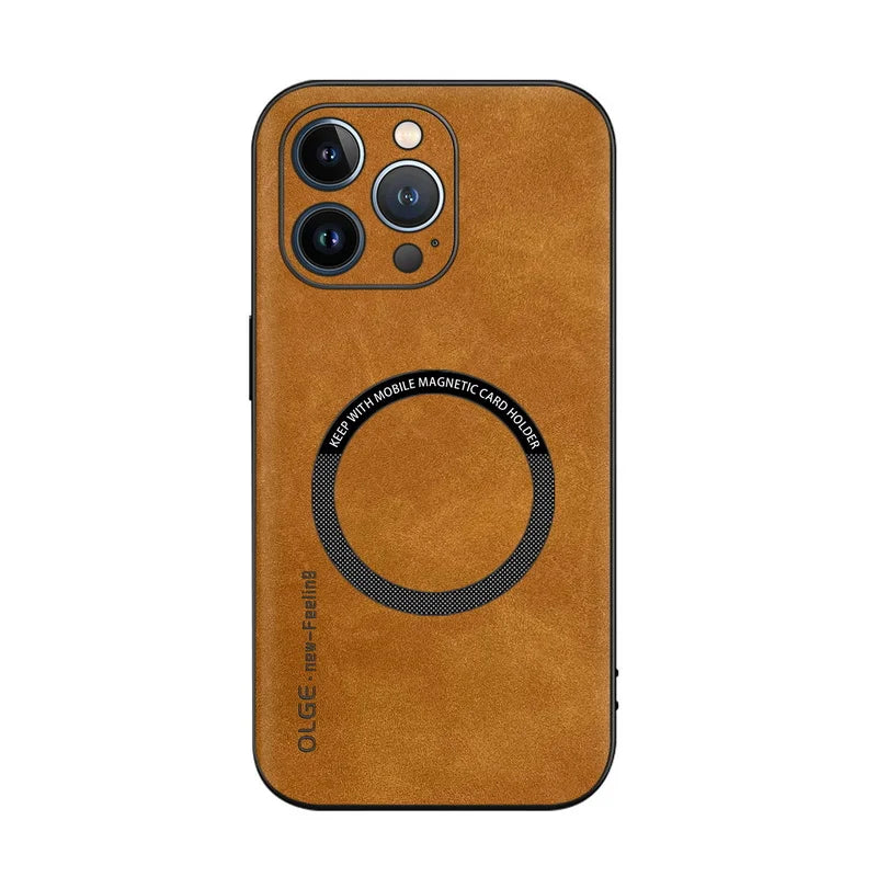 MagSafe Leather Case for iPhone 14-16 Pro Max – Luxury Wireless Charging, Shockproof Design
