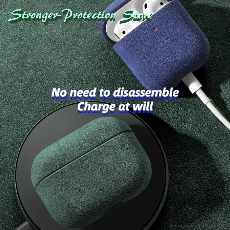 Italian Suede Leather Case for AirPods Pro 1-2 -3 | Luxury All-Inclusive Wireless Charging Cover