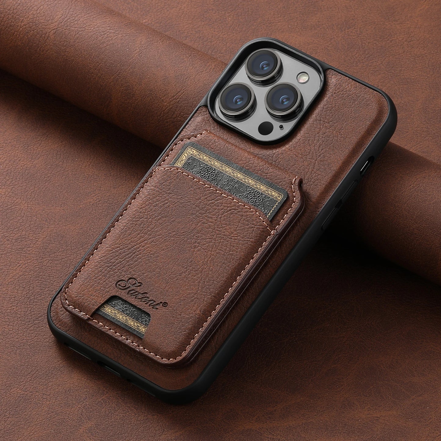 Aura Premium Leather Wallet Phone Case | Card Holder with Magnetic Pocket | Wireless Charging Compatible for iPhone 14/15/16 Pro Max
