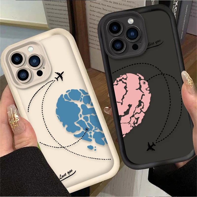 AuraCase Loves Hearts Paireds Phone Case for IPhone Soft TPU Back Cover