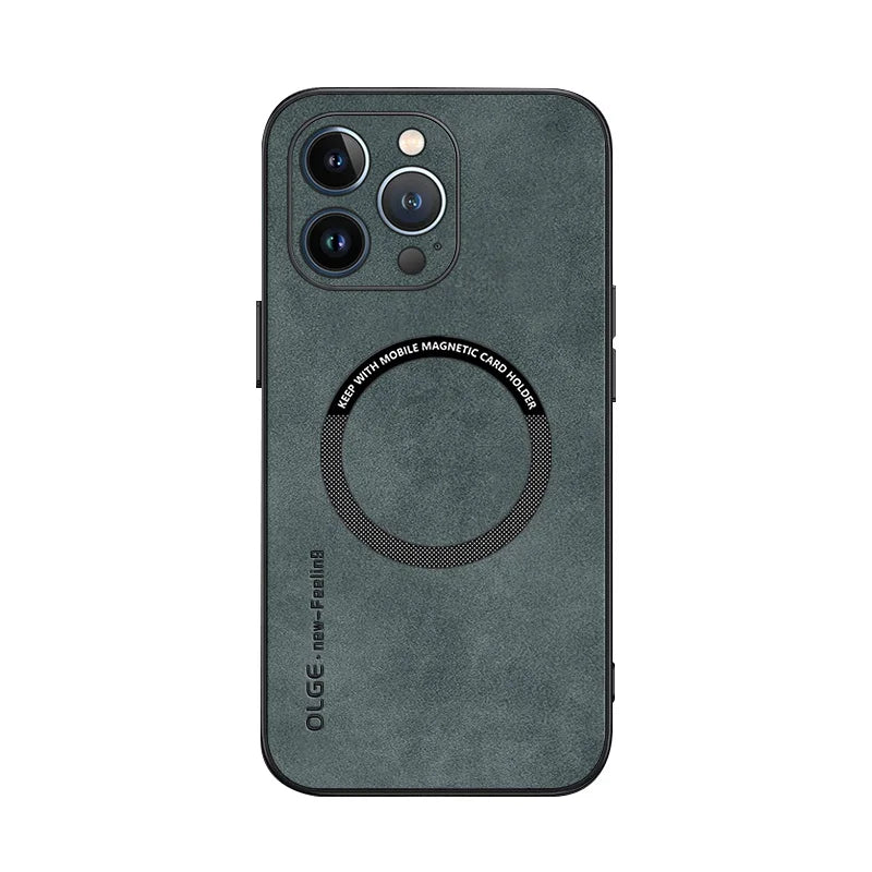 MagSafe Leather Case for iPhone 14-16 Pro Max – Luxury Wireless Charging, Shockproof Design
