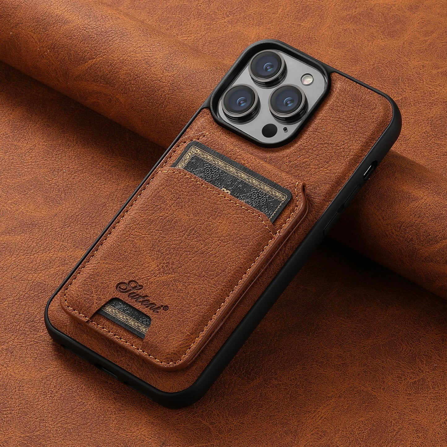 Aura Premium Leather Wallet Phone Case | Card Holder with Magnetic Pocket | Wireless Charging Compatible for iPhone 14/15/16 Pro Max