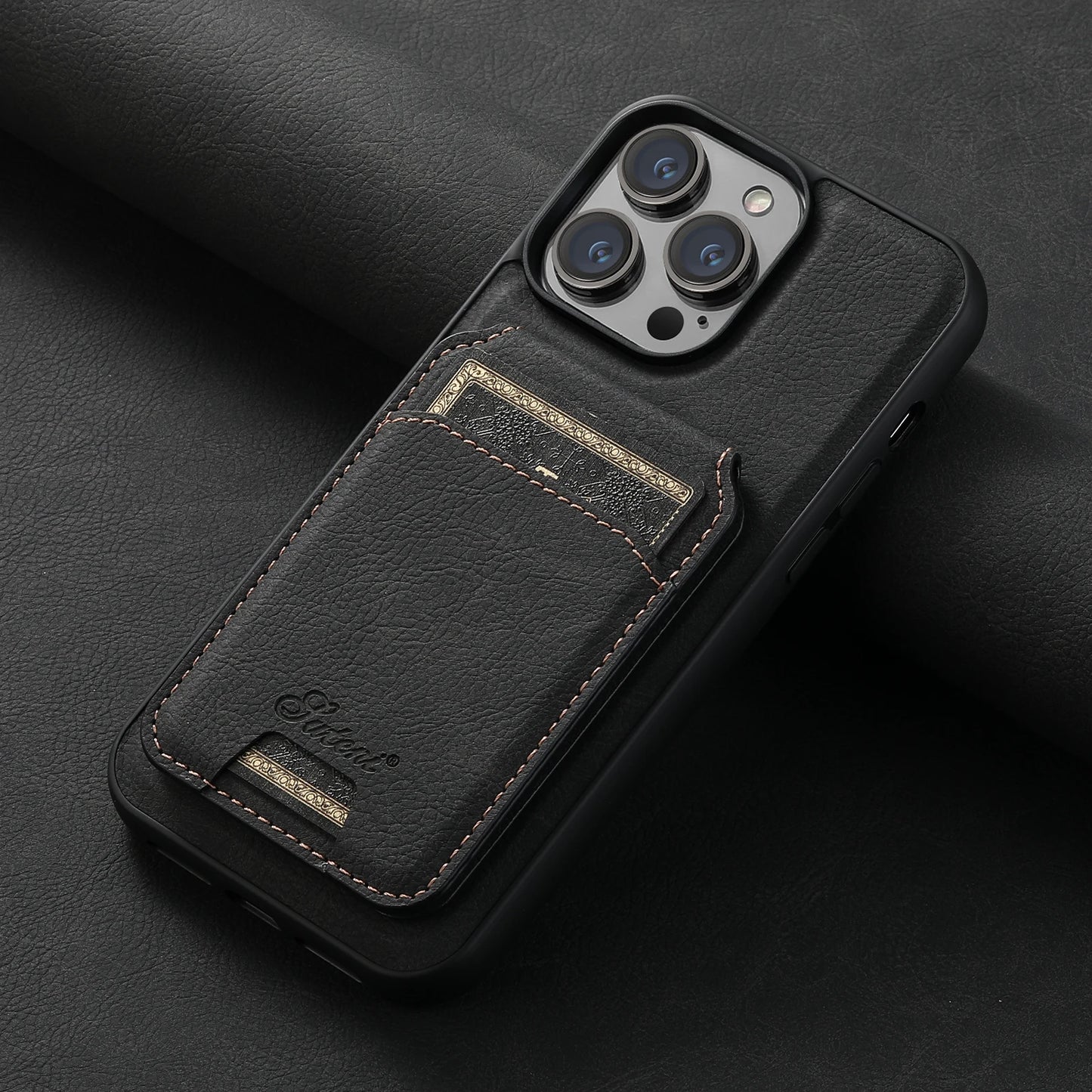Aura Premium Leather Wallet Phone Case | Card Holder with Magnetic Pocket | Wireless Charging Compatible for iPhone 14/15/16 Pro Max