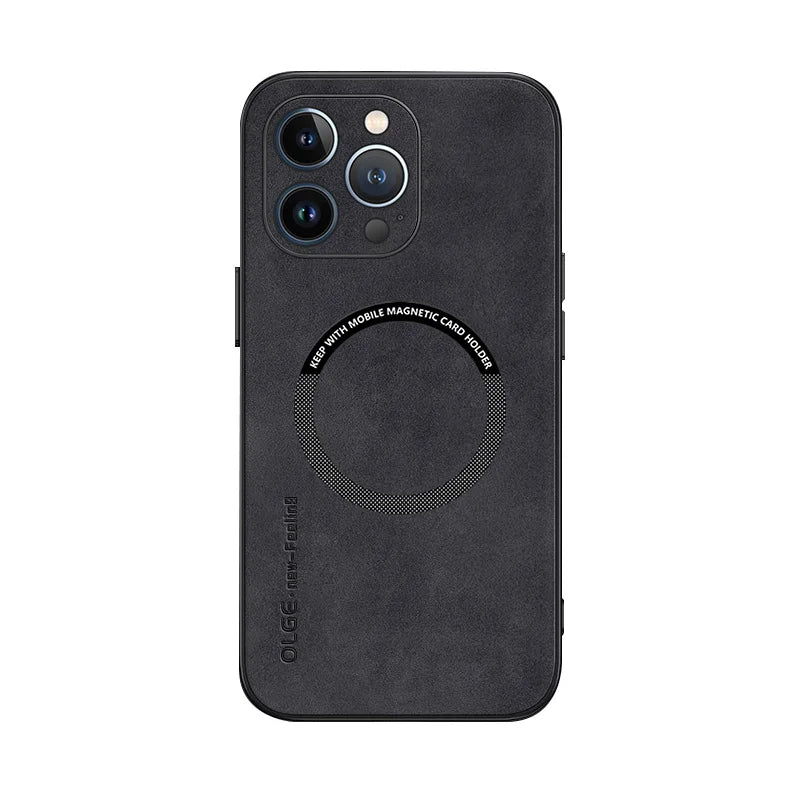 MagSafe Leather Case for iPhone 14-16 Pro Max – Luxury Wireless Charging, Shockproof Design
