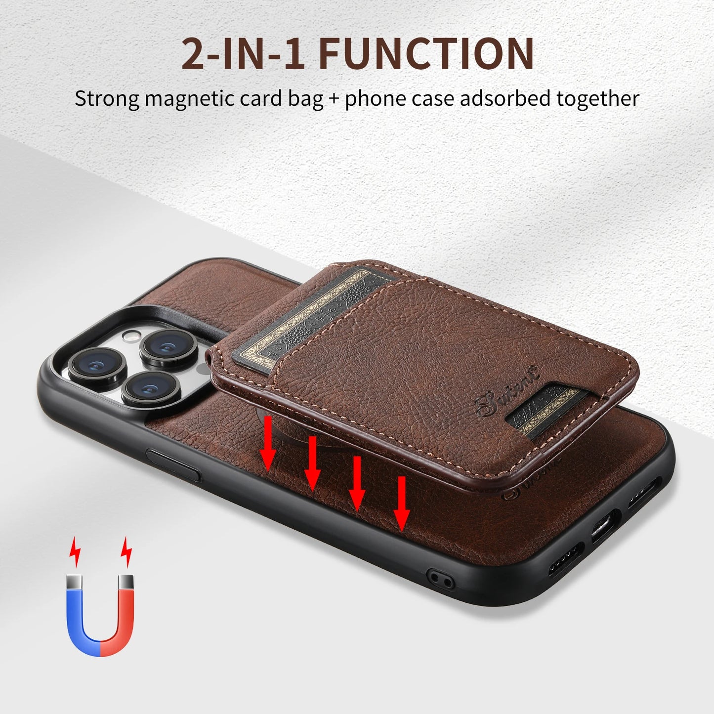 Aura Premium Leather Wallet Phone Case | Card Holder with Magnetic Pocket | Wireless Charging Compatible for iPhone 14/15/16 Pro Max
