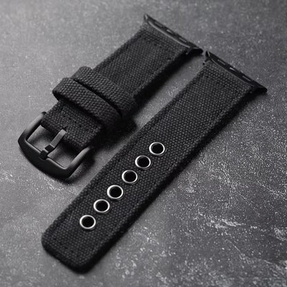 Double Canvas for Apple Watch Ultra Strap Green Black Men Rugged Style Bracelet
