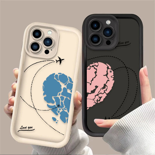 AuraCase Loves Hearts Paireds Phone Case for IPhone Soft TPU Back Cover