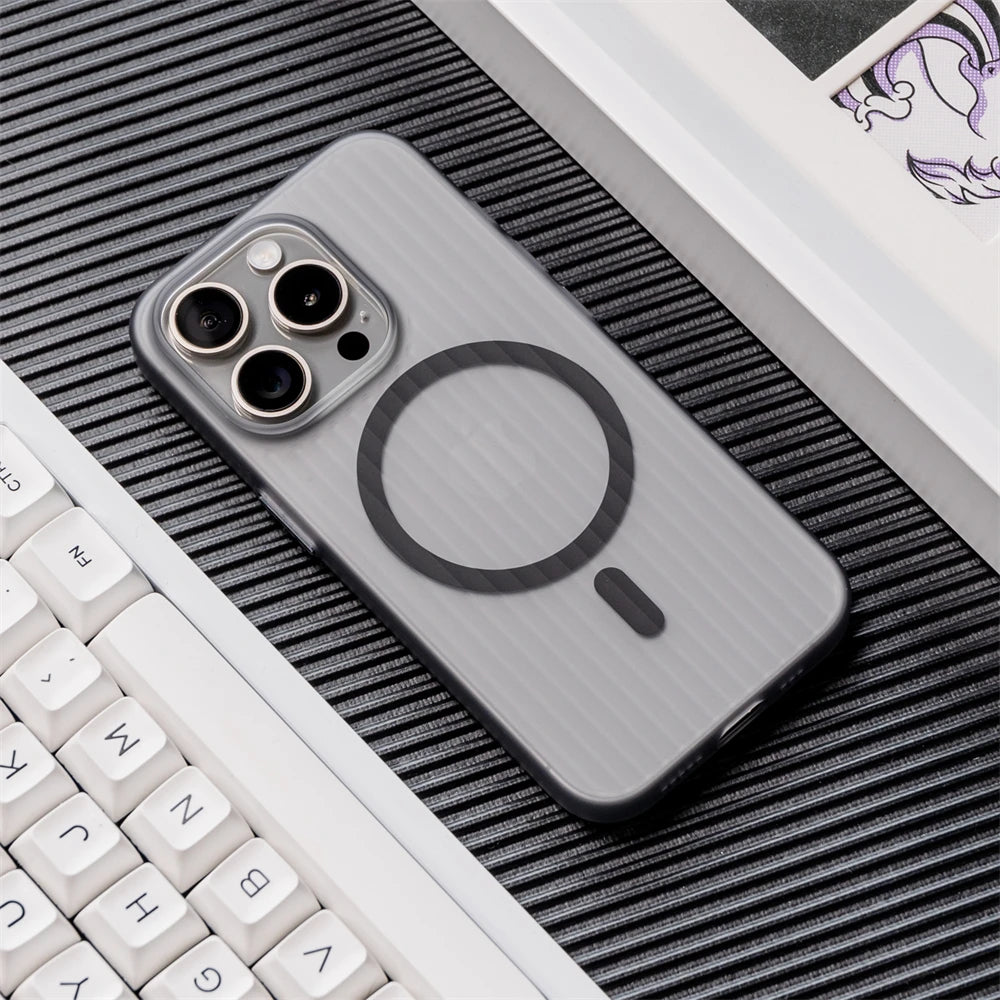 Luxury MagSafe Matte Case with Wireless Charging for iPhone 12-16 Pro Max – Clear Hard PC Cover