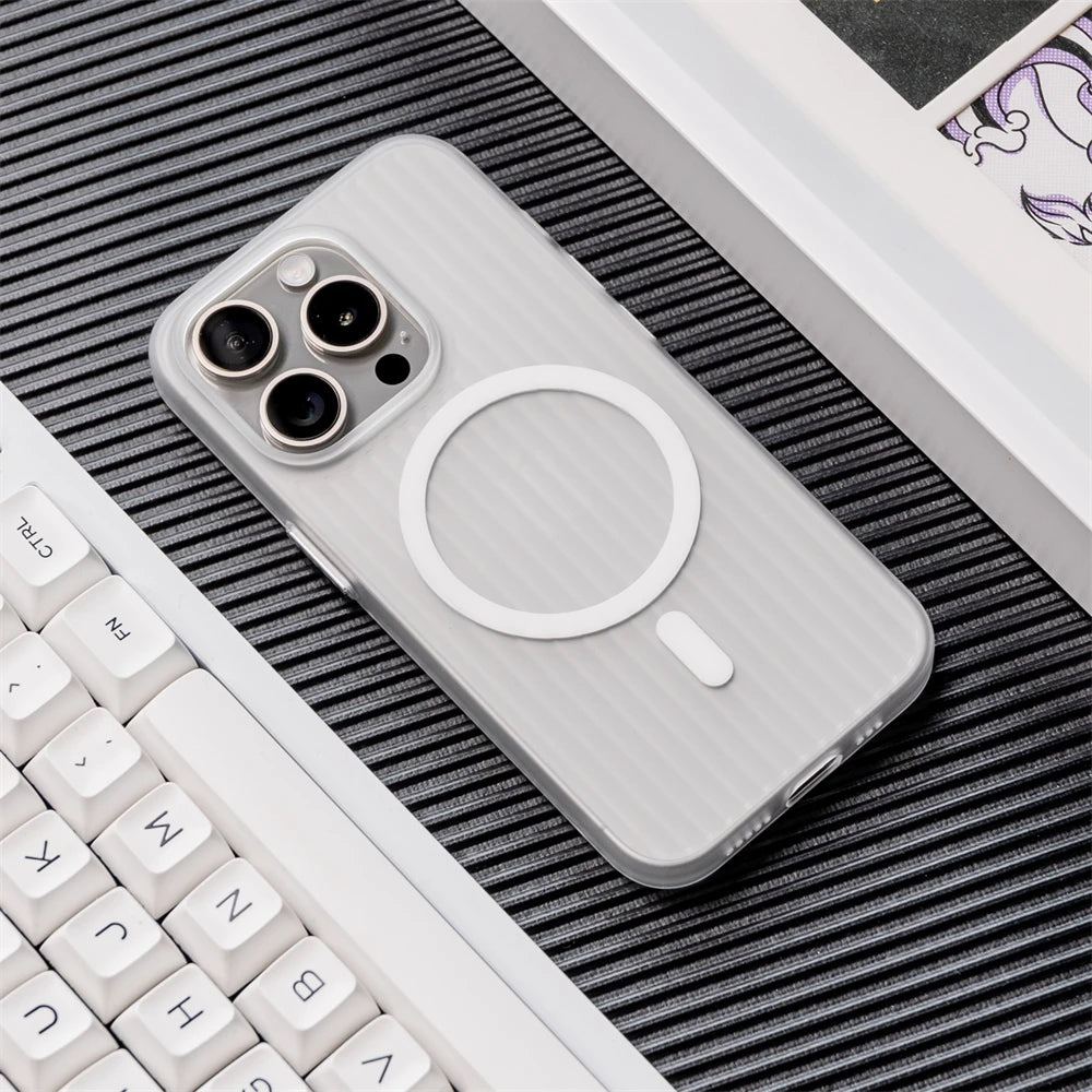 Luxury MagSafe Matte Case with Wireless Charging for iPhone 12-16 Pro Max – Clear Hard PC Cover