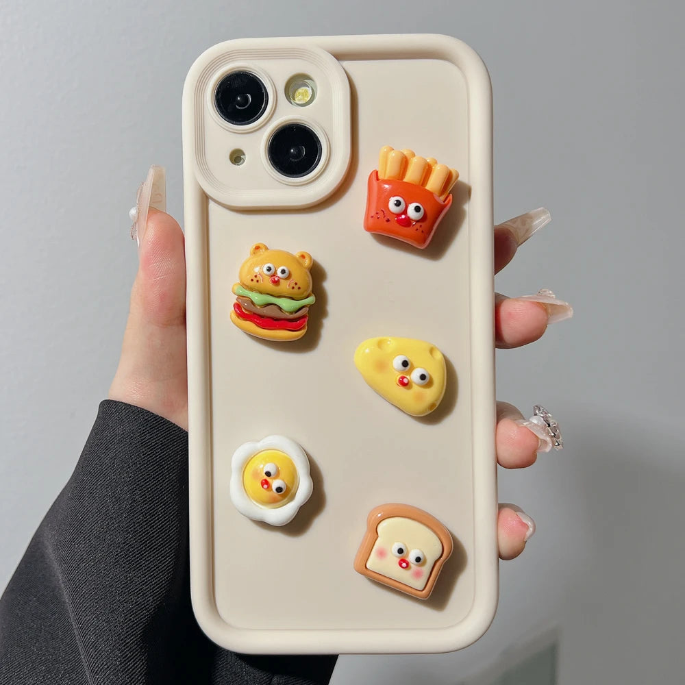 Aura Cute 3D Bear Coffee Cartoon Silicone Case For iPhone Cases Soft Matte Cover