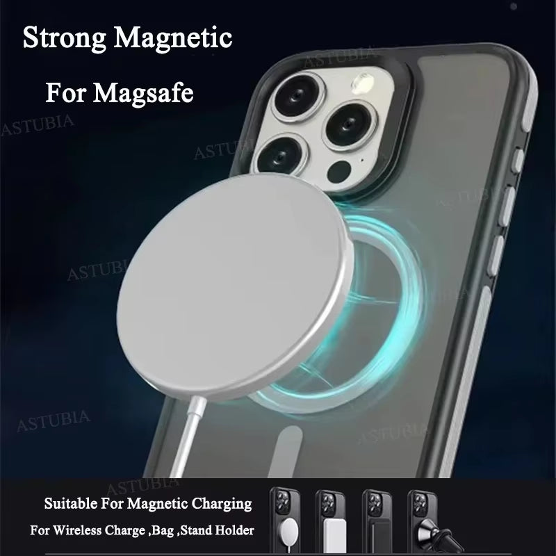 Luxury Bicolor Matte Magnetic Translucent Case for  16 15 14 13 12 11 Pro Max 16 plus Magsafe Wireless Charge Bumper Cover