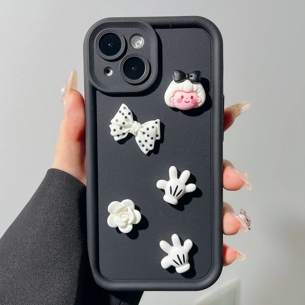 Aura Cute 3D Bear Coffee Cartoon Silicone Case For iPhone Cases Soft Matte Cover